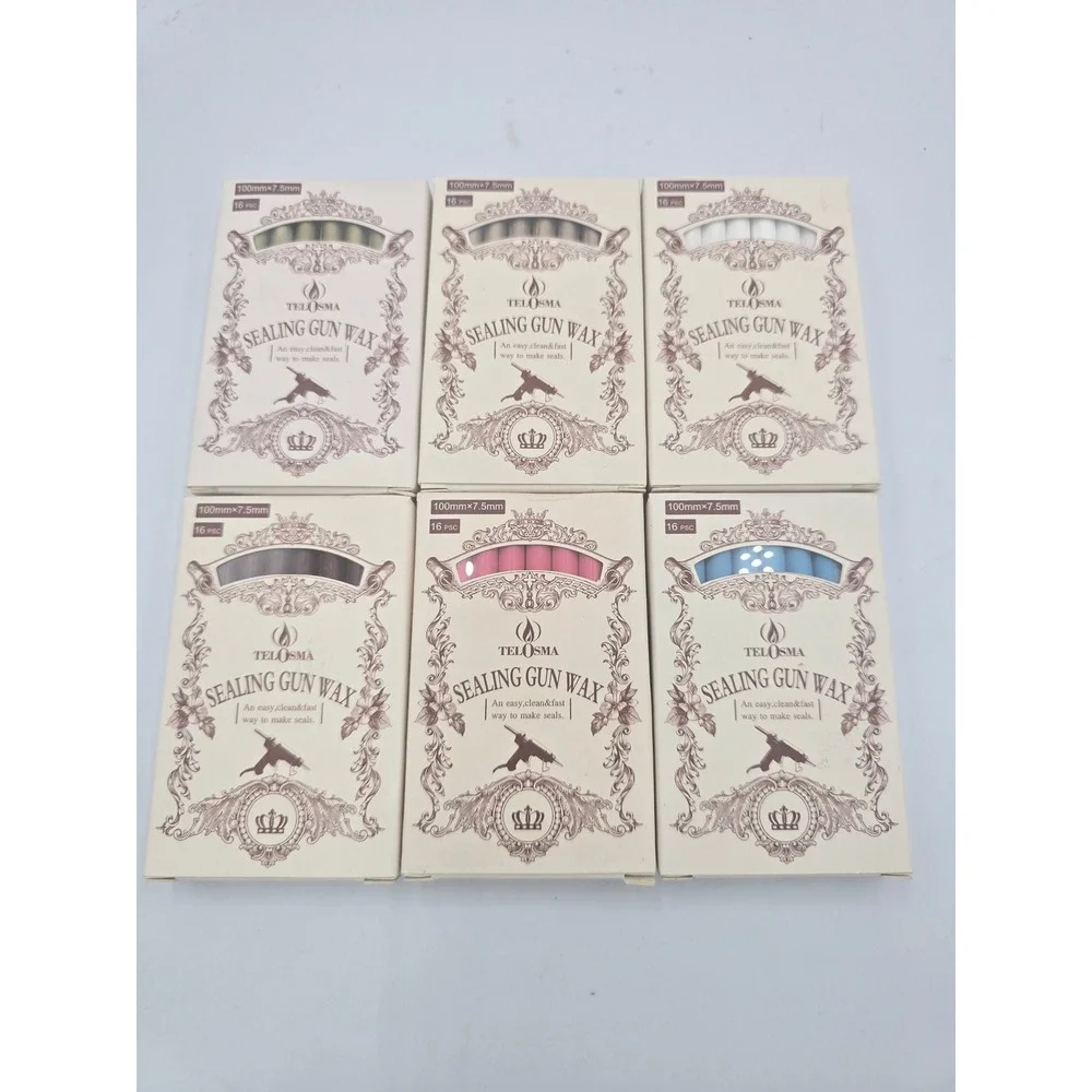 Telosma Sealing Gun Wax Sticks Lot of 6 Packs 96pcs Gold Silver Pink Blue White